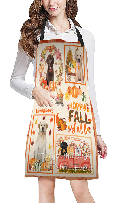 Happy Fall Y'all Pumpkin Labrador Dogs Cooking Kitchen Adjustable Apron Apron49224