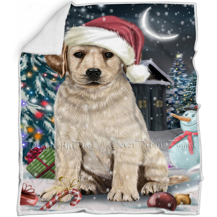 Have a Holly Jolly Christmas Labrador Dog in Holiday Background Blanket D083