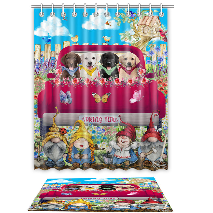 Labrador Retriever Shower Curtain & Bath Mat Set - Explore a Variety of Personalized Designs - Custom Rug and Curtains with hooks for Bathroom Decor - Pet and Dog Lovers Gift