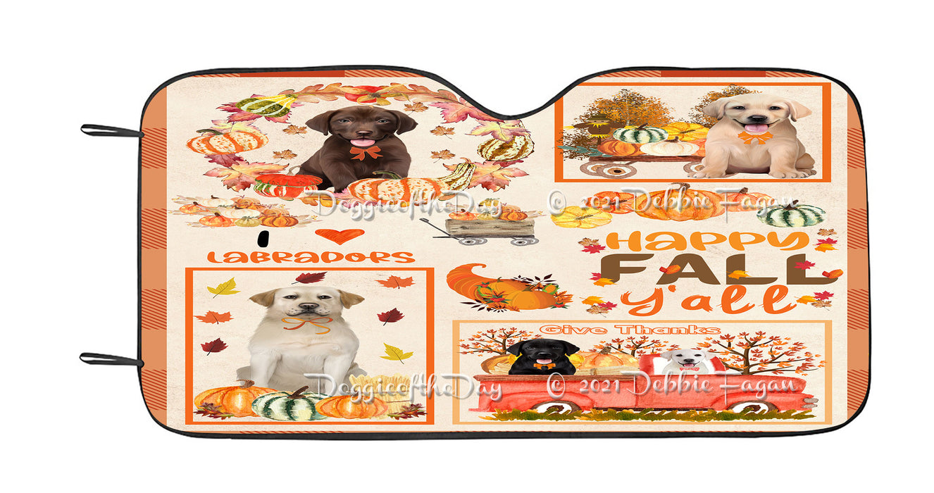 Happy Fall Y'all Pumpkin Labrador Dogs Car Sun Shade Cover Curtain