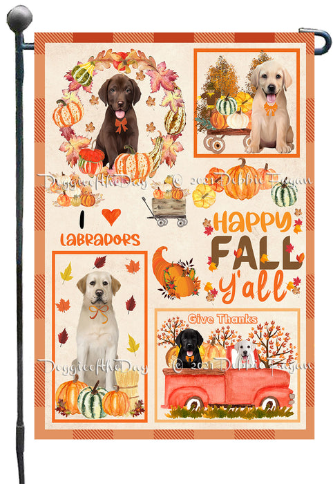 Happy Fall Y'all Pumpkin Labrador Dogs Garden Flags- Outdoor Double Sided Garden Yard Porch Lawn Spring Decorative Vertical Home Flags 12 1/2"w x 18"h