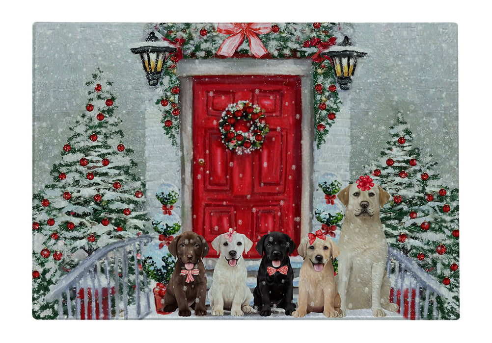 Christmas Holiday Welcome Labrador Retriever Dogs Cutting Board - For Kitchen - Scratch & Stain Resistant - Designed To Stay In Place - Easy To Clean By Hand - Perfect for Chopping Meats, Vegetables