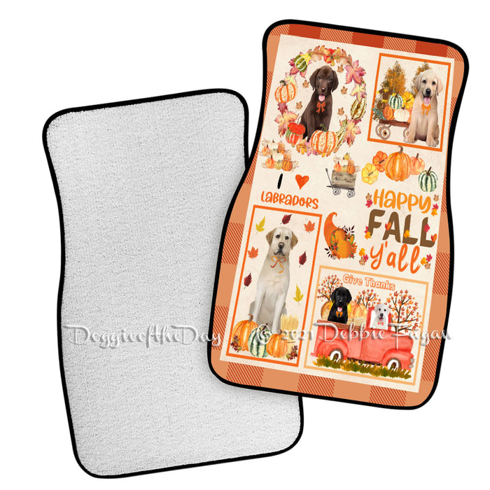 Happy Fall Y'all Pumpkin Labrador Dogs Polyester Anti-Slip Vehicle Carpet Car Floor Mats CFM49234