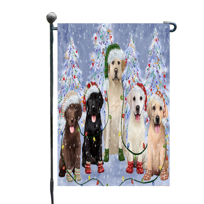 Christmas Lights and Labrador Retriever Dogs Garden Flags- Outdoor Double Sided Garden Yard Porch Lawn Spring Decorative Vertical Home Flags 12 1/2"w x 18"h