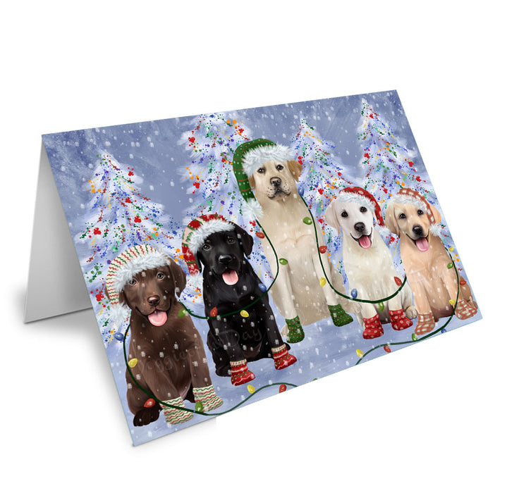 Christmas Lights and Labrador Retriever Dogs Handmade Artwork Assorted Pets Greeting Cards and Note Cards with Envelopes for All Occasions and Holiday Seasons