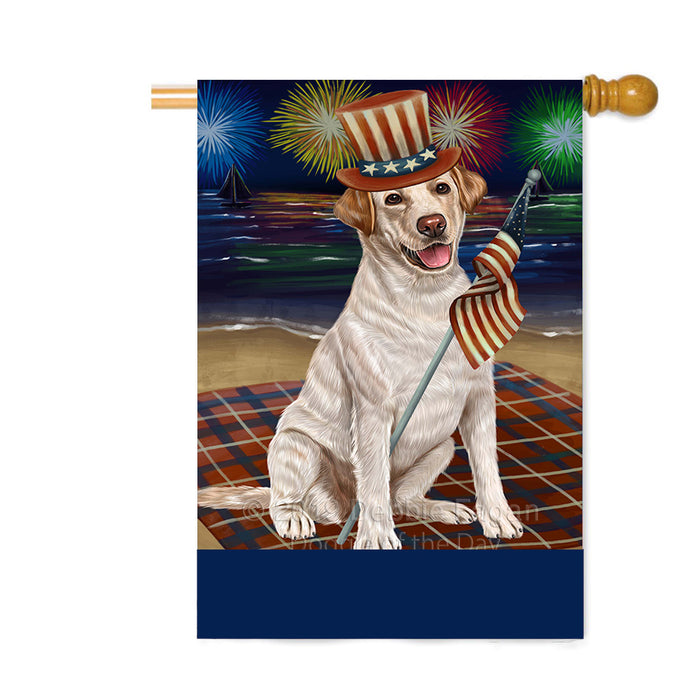 Personalized 4th of July Firework Labrador Dog Custom House Flag FLG-DOTD-A58016