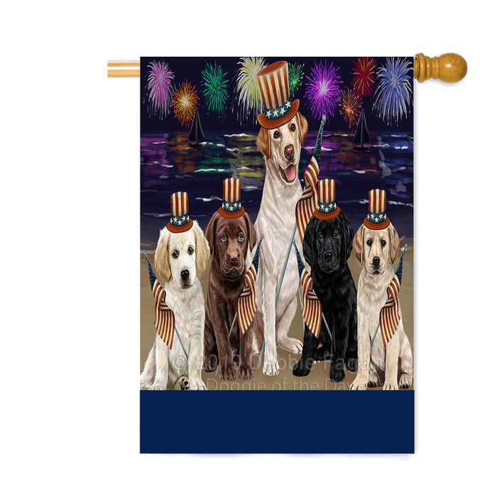 Personalized 4th of July Firework Labrador Dogs Custom House Flag FLG-DOTD-A58017