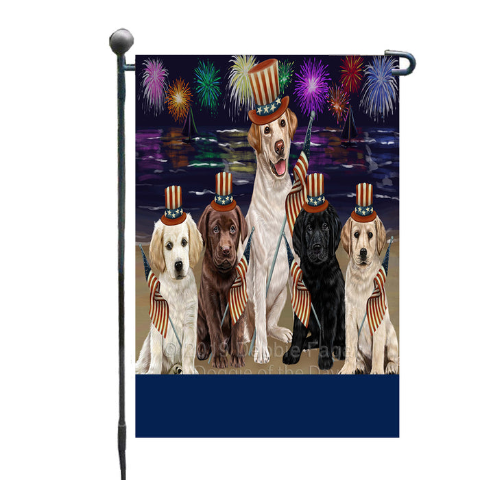 Personalized 4th of July Firework Labrador Dogs Custom Garden Flags GFLG-DOTD-A57961