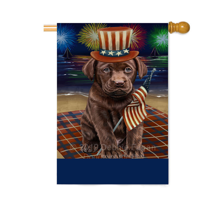 Personalized 4th of July Firework Labrador Dog Custom House Flag FLG-DOTD-A58019