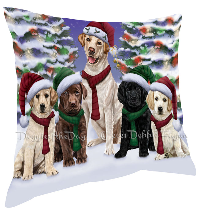 Christmas Family Portrait Labrador Retriever Dog Pillow with Top Quality High-Resolution Images - Ultra Soft Pet Pillows for Sleeping - Reversible & Comfort - Ideal Gift for Dog Lover - Cushion for Sofa Couch Bed - 100% Polyester