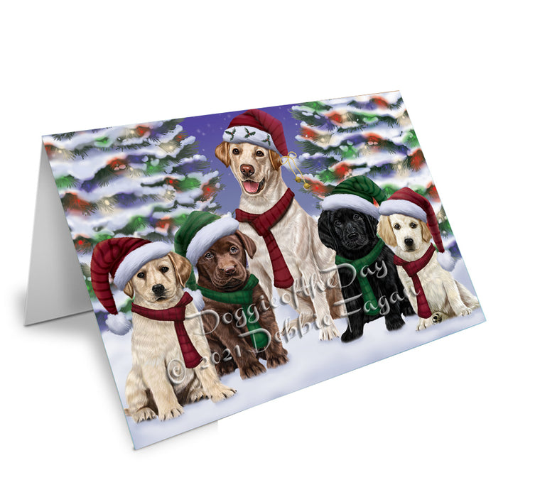 Christmas Family Portrait Labrador Retriever Dog Handmade Artwork Assorted Pets Greeting Cards and Note Cards with Envelopes for All Occasions and Holiday Seasons