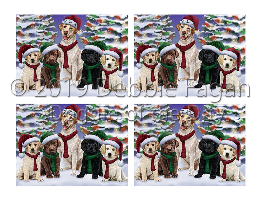 Labrador Dogs Christmas Family Portrait in Holiday Scenic Background Placemat