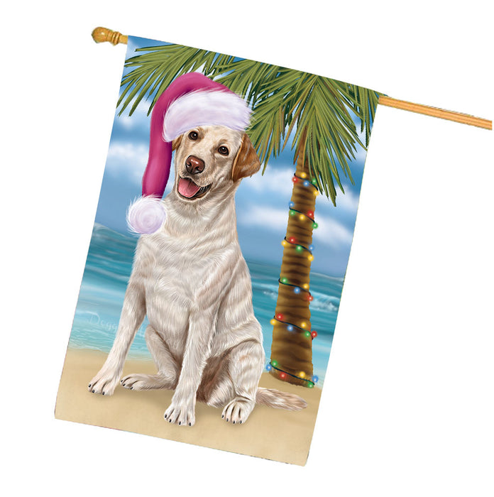 Christmas Summertime Beach Labrador Dog House Flag Outdoor Decorative Double Sided Pet Portrait Weather Resistant Premium Quality Animal Printed Home Decorative Flags 100% Polyester FLG68755