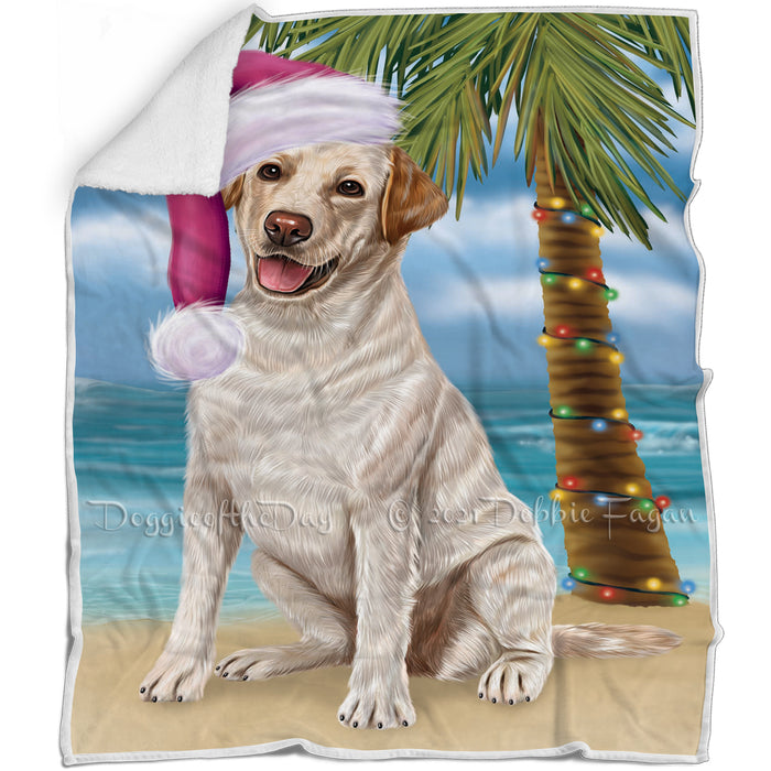 Summertime Happy Holidays Christmas Labradors Dog on Tropical Island Beach Blanket