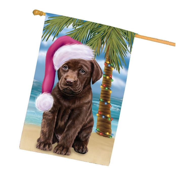 Christmas Summertime Beach Labrador Dog House Flag Outdoor Decorative Double Sided Pet Portrait Weather Resistant Premium Quality Animal Printed Home Decorative Flags 100% Polyester FLG68756