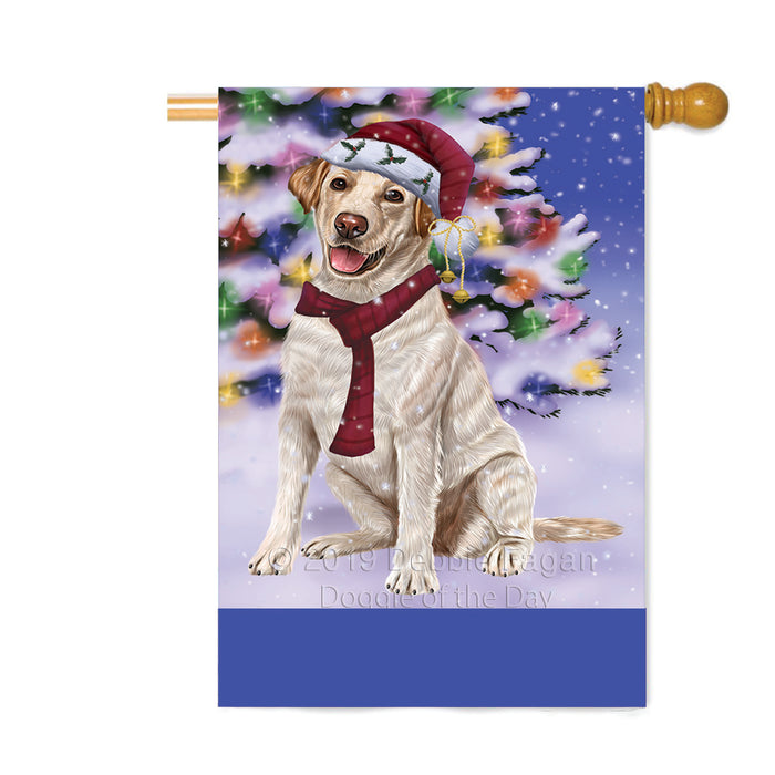 Personalized Winterland Wonderland Labrador Dog In Christmas Holiday Scenic Background Custom House Flag FLG-DOTD-A61390