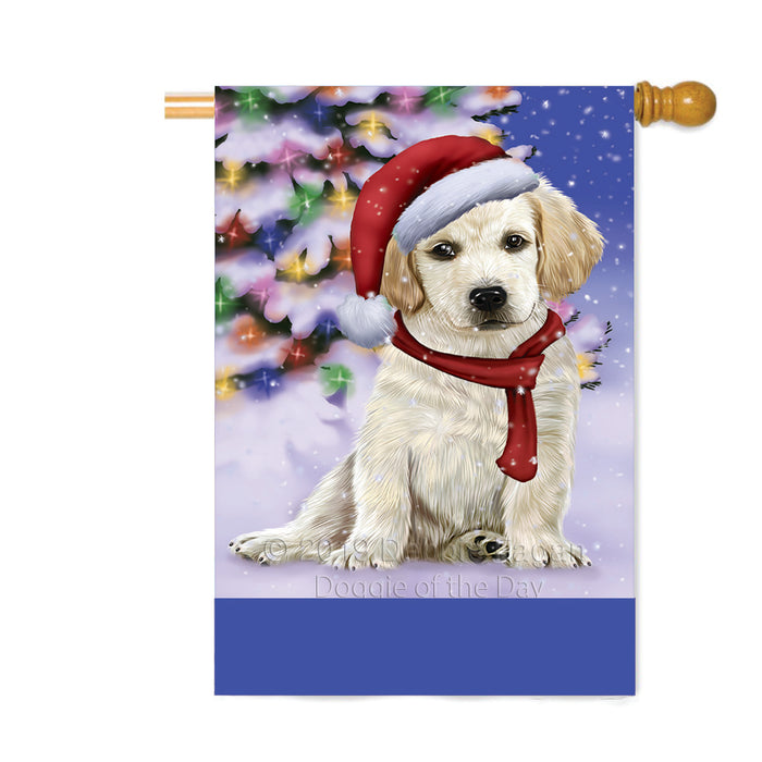Personalized Winterland Wonderland Labrador Dog In Christmas Holiday Scenic Background Custom House Flag FLG-DOTD-A61391
