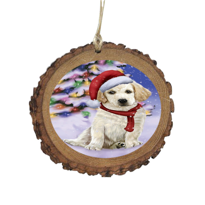 Winterland Wonderland Labrador Dog In Christmas Holiday Scenic Background Wooden Christmas Ornament WOR49597
