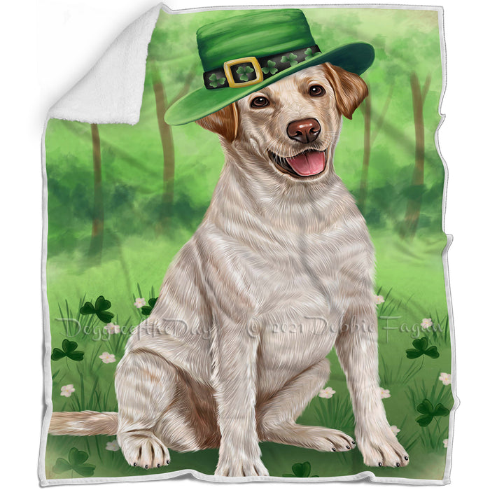 St. Patricks Day Irish Portrait Labrador Retriever Dog Blanket BLNKT55011
