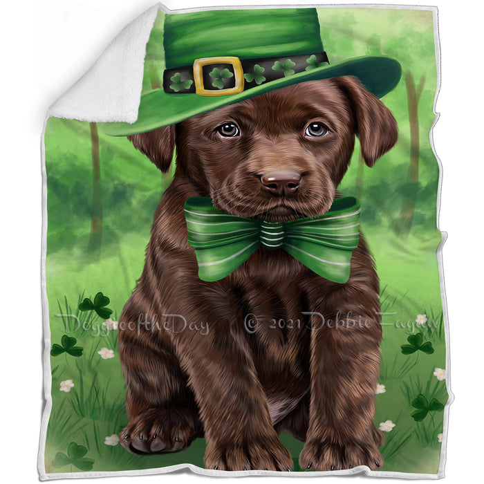 St. Patricks Day Irish Portrait Labrador Retriever Dog Blanket BLNKT55047