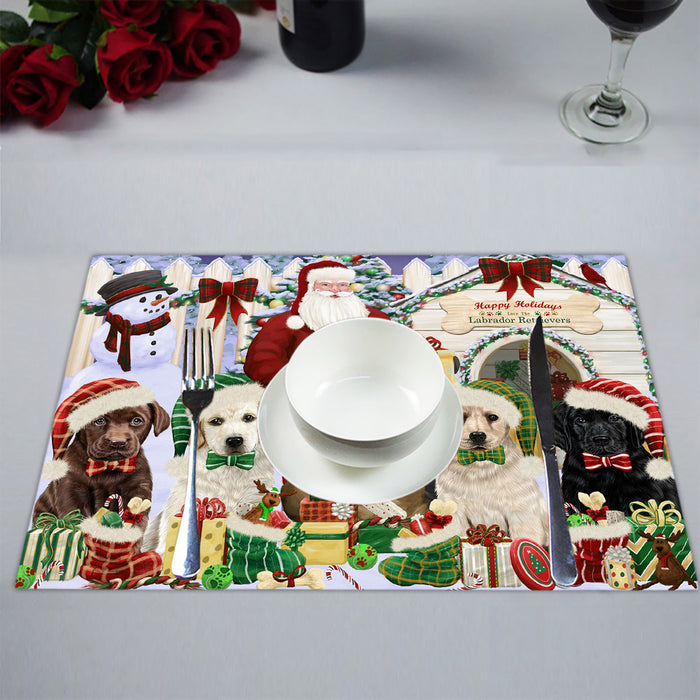 Happy Holidays Christmas Labrador Dogs House Gathering Placemat