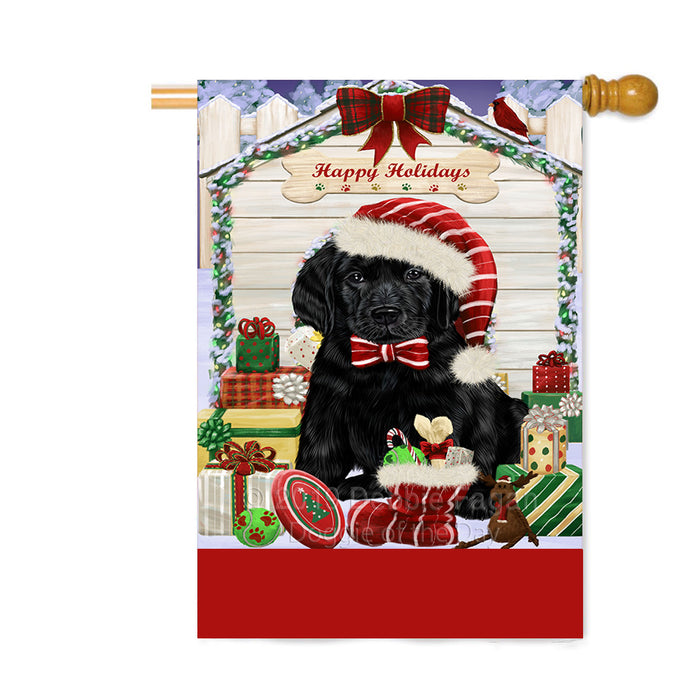 Personalized Happy Holidays Christmas Labrador Dog House with Presents Custom House Flag FLG-DOTD-A59389