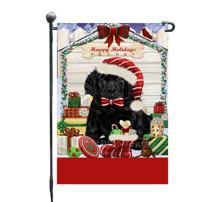 Personalized Happy Holidays Christmas Labrador Dog House with Presents Custom Garden Flags GFLG-DOTD-A59333