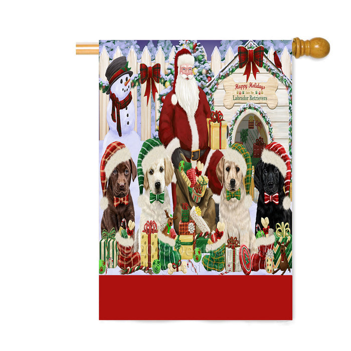 Personalized Happy Holidays Christmas Labrador Dogs House Gathering Custom House Flag FLG-DOTD-A58591