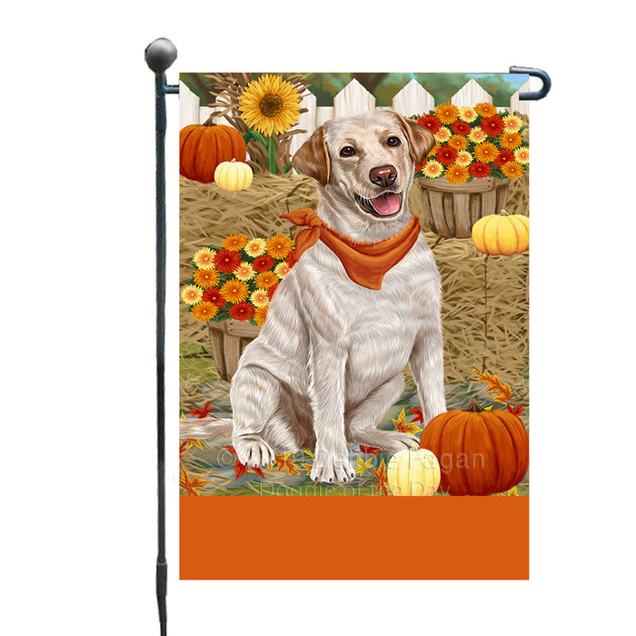 Personalized Fall Autumn Greeting Labrador Dog with Pumpkins Custom Garden Flags GFLG-DOTD-A61956