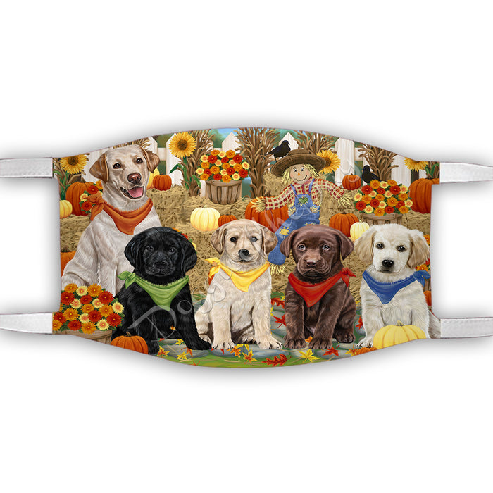 Fall Festive Harvest Time Gathering  Labrador Dogs Face Mask FM48549