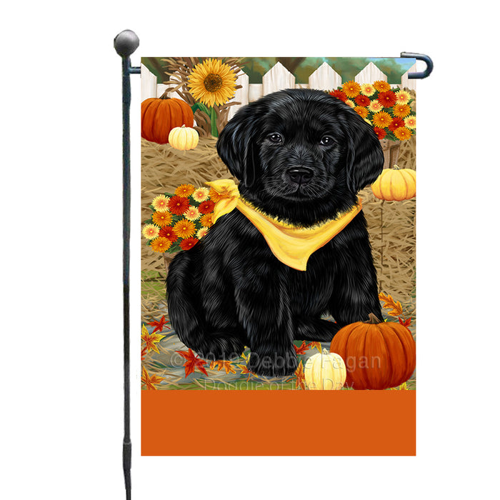 Personalized Fall Autumn Greeting Labrador Dog with Pumpkins Custom Garden Flags GFLG-DOTD-A61958
