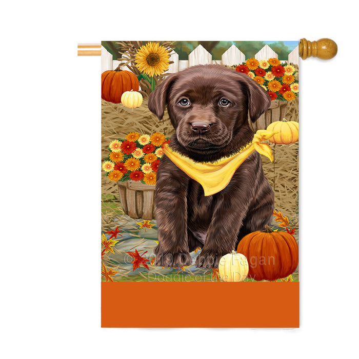Personalized Fall Autumn Greeting Labrador Dog with Pumpkins Custom House Flag FLG-DOTD-A62016