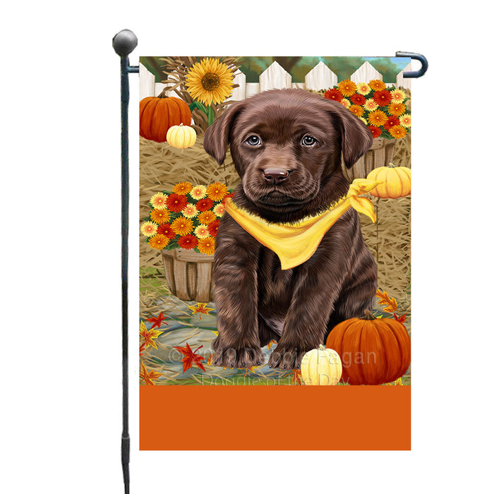 Personalized Fall Autumn Greeting Labrador Dog with Pumpkins Custom Garden Flags GFLG-DOTD-A61960