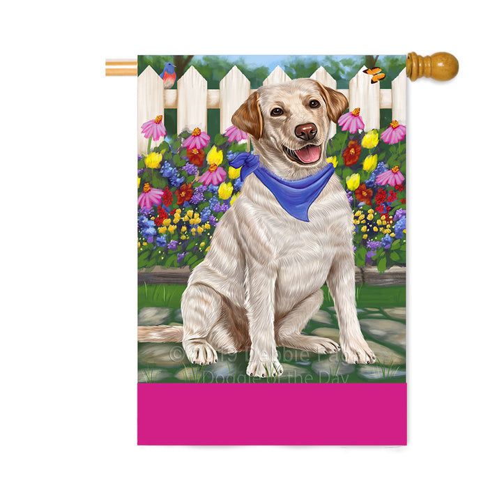 Personalized Spring Floral Labrador Dog Custom House Flag FLG-DOTD-A62954