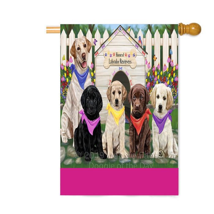 Personalized Spring Dog House Labrador Dogs Custom House Flag FLG-DOTD-A62955