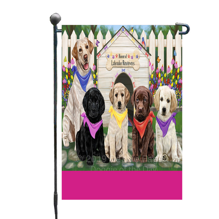Personalized Spring Dog House Labrador Dogs Custom Garden Flags GFLG-DOTD-A62899