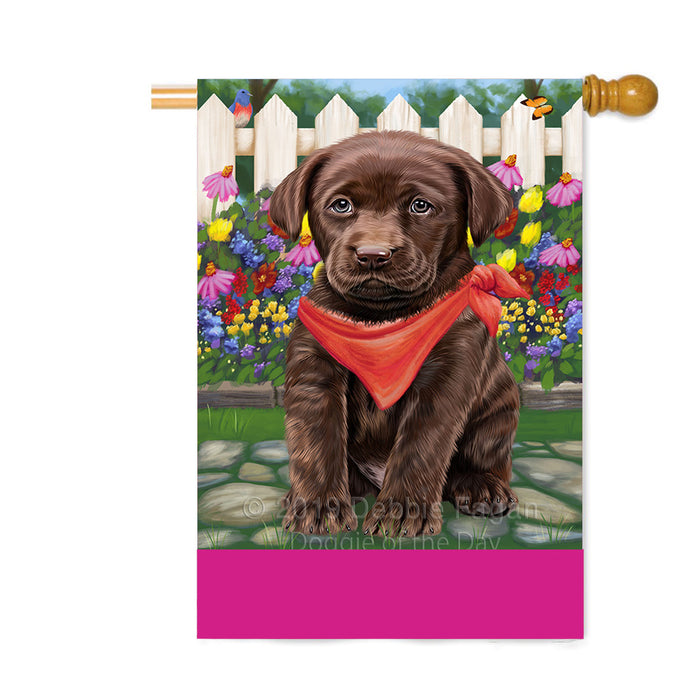 Personalized Spring Floral Labrador Dog Custom House Flag FLG-DOTD-A62956