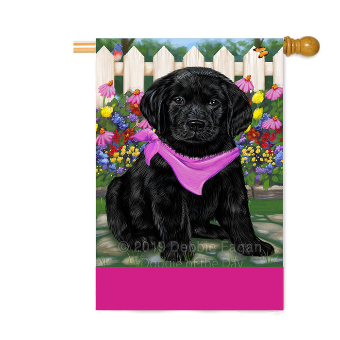 Personalized Spring Floral Labrador Dog Custom House Flag FLG-DOTD-A62957