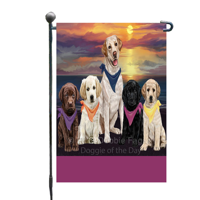 Personalized Family Sunset Portrait Labrador Dogs Custom Garden Flags GFLG-DOTD-A60610