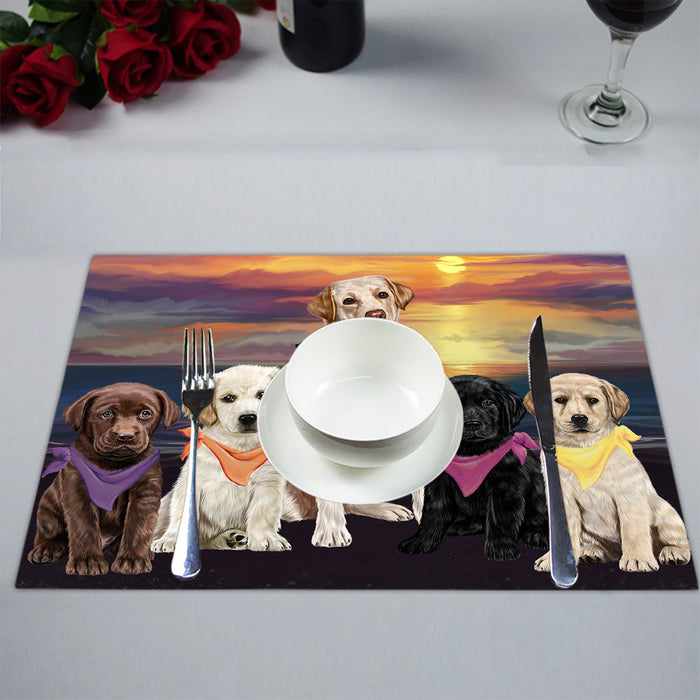 Family Sunset Portrait Labrador Dogs Placemat