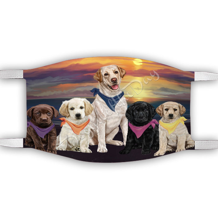 Family Sunset Labrador Dogs Face Mask FM49215
