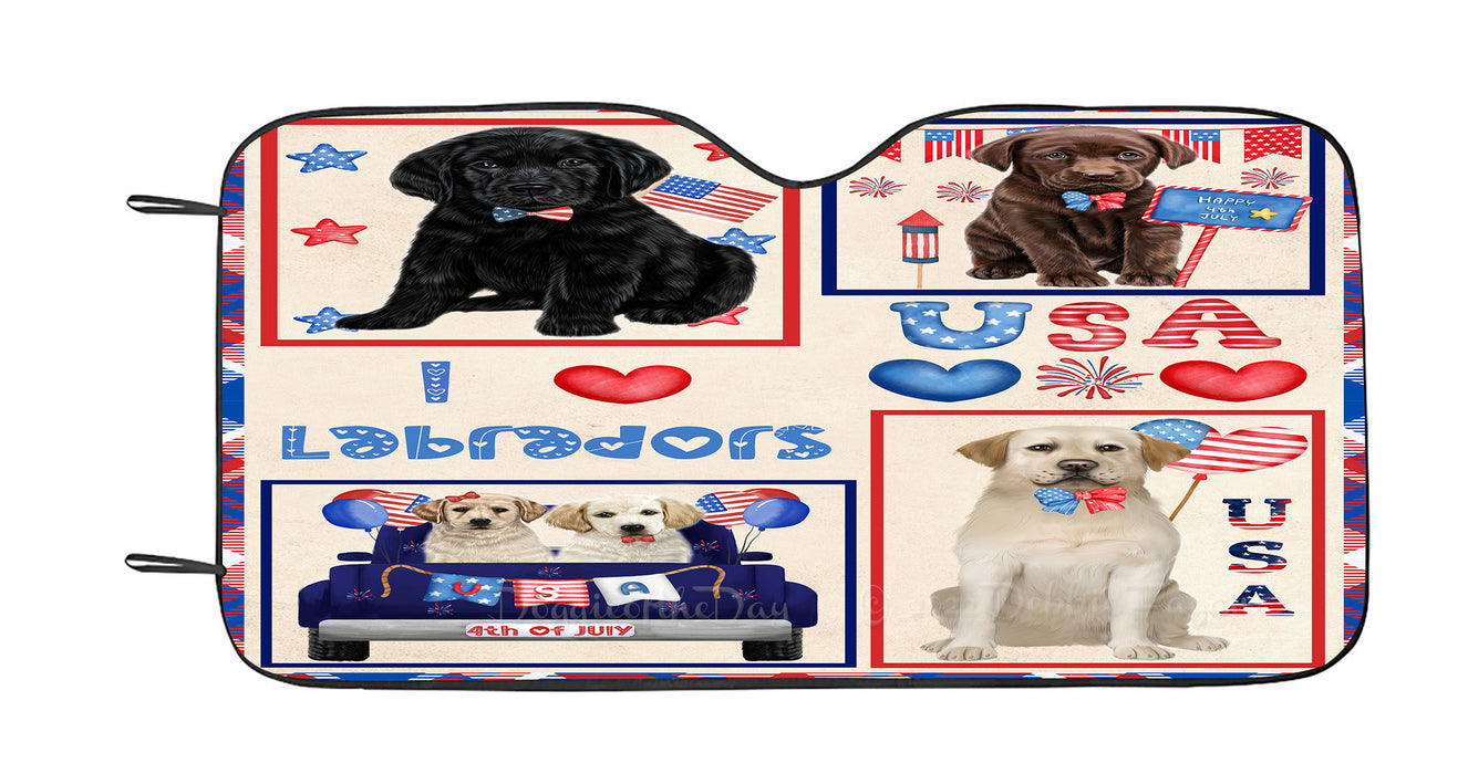4th of July Independence Day I Love USA Labrador Dogs Car Sun Shade Cover Curtain