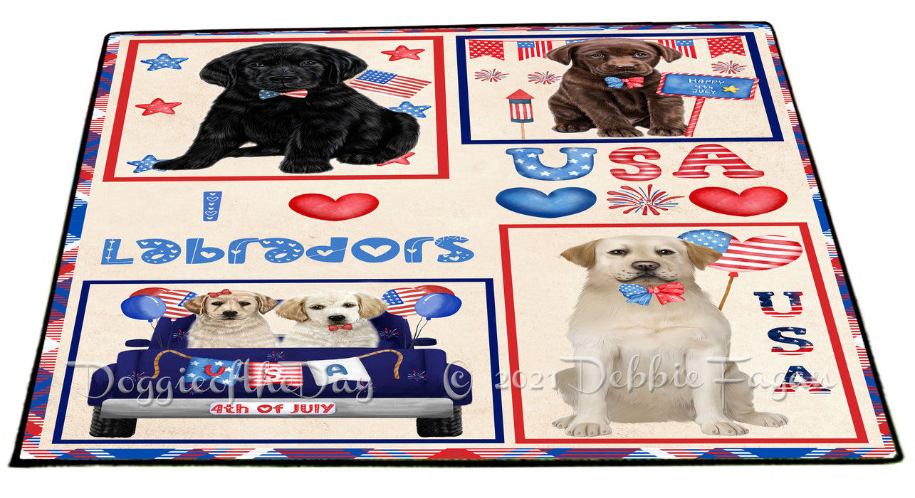 4th of July Independence Day I Love USA Labrador Dogs Floormat FLMS56245 Floormat FLMS56245