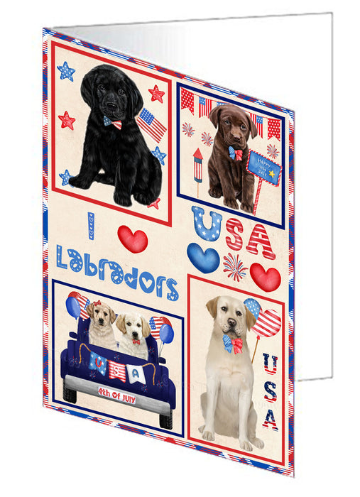 4th of July Independence Day I Love USA Labrador Dogs Handmade Artwork Assorted Pets Greeting Cards and Note Cards with Envelopes for All Occasions and Holiday Seasons