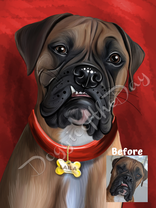 Digital Painting PERSONALIZED Caricature PET PORTRAIT! Custom Pet Dog or Cat Art