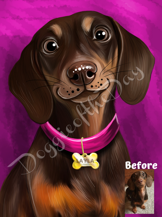 Digital Caricature PERSONALIZED Painting PET PORTRAIT! Custom Pet Photo Dog or Cat Art