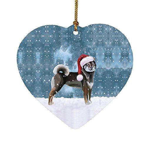 Let It Snow Aiku Dog Christmas Heart Ornament POR1985
