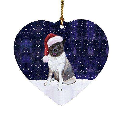 Let It Snow Akita Dog Christmas Heart Ornament POR1986