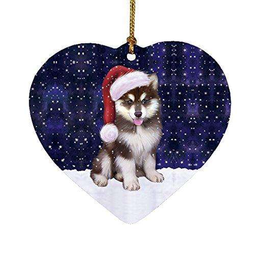 Let It Snow Alaskan Malamute Dog Christmas Heart Ornament POR1988