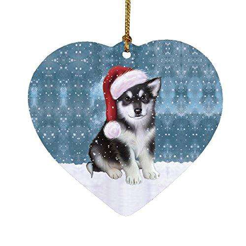 Let It Snow Alaskan Malamute Dog Christmas Heart Ornament POR1989